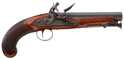 Lot 187 - A CRISP PAIR OF .650 CALIBRE FLINTLOCK OFFICER'S BELT PISTOLS BY T. MORTIMER & SON