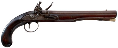 Lot 195 - A 25-BORE FLINTLOCK DUELLING PISTOL BY KNUBLEY