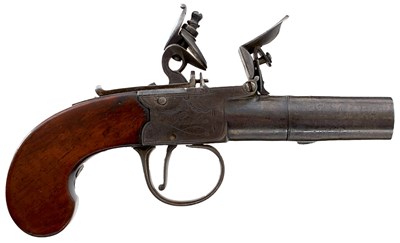 Lot 211 - A 54-BORE FLINTLOCK BOXLOCK POCKET PISTOL BY RYAN & WATSON