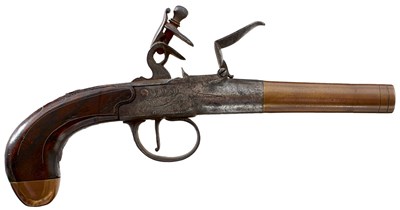 Lot 212 - A 54-BORE FLINTLOCK BOXLOCK POCKET PISTOL BY H. EGG