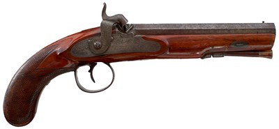 Lot 215 - A 32-BORE PERCUSSION TRAVELLING PISTOL BY WATERHOUSE & HORTON