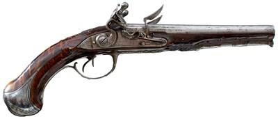 Lot 218 - A 32-BORE DOUBLE BARRELLED FRENCH FLINTLOCK COACHING PISTOL BY DAMEMINE OF ST LO
