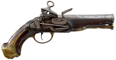 Lot 220 - AN 18-BORE SPANISH MIQUELET LOCK OFFICER'S BELT PISTOL