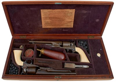 Lot 108 - A RARE CASED PAIR OF .44 CALIBRE SIX-SHOT COLT ARMY REVOLVERS