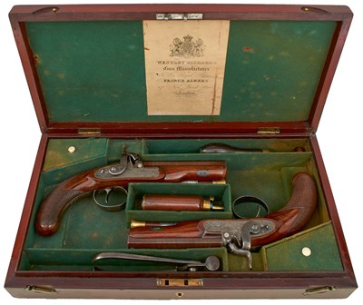 Lot 238 - A CASED PAIR OF .650 CALIBRE PERCUSSION OFFICER'S OR TRAVELLING PISTOLS BY WESTLEY RICHARDS