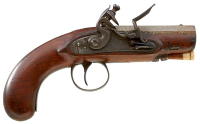 Lot 245 - A 28-BORE FLINTLOCK TRAVELLING PISTOL BY SMITH OF LONDON