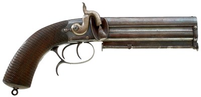 Lot 246 - A .577 CALIBRE DOUBLE BARRELLED PERCUSSION RIFLED OFFICER'S BELT PISTOL BY MORTIMER & SON OF EDINBURGH