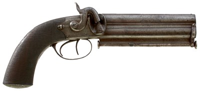 Lot 247 - A .29-BORE DOUBLE BARRELLED PERCUSSION OFFICER'S BELT PISTOL BY WILKINSON