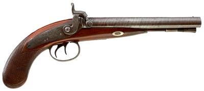Lot 248 - A .650 CALIBRE DOUBLE BARRELLED PERCUSSION OFFICER'S PISTOL BY B. WOODWARD & SON