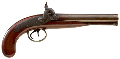 Lot 249 - A 20-BORE DOUBLE BARRELLED PERCUSSION OFFICER'S OR COACHING PISTOL