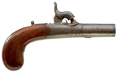 Lot 257 - A 54-BORE PERCUSSION BOXLOCK POCKET PISTOL BY HOLMES & SON OF DERBY