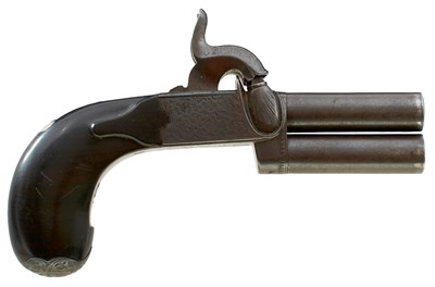 Lot 258 - AN 80-BORE DOUBLE BARRELLED CONTINENTAL PERCUSSION BOXLOCK POCKET PISTOL