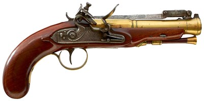 Lot 359 - A FLINTLOCK BAYONET BLUNDERBUSS PISTOL BY WILSON