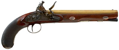 Lot 192 - A 22-BORE FLINTLOCK SILVER MOUNTED OFFICER'S PISTOL TO CAPTAIN THOMAS FOLEY ESQUIRE ROYAL NAVY