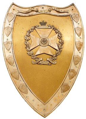 Lot 698 - A LATE 19TH CENTURY KING'S ROYAL RIFLE CORPS COMPANY CHALLENGE SHIELD