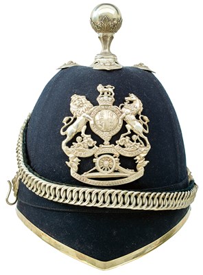 Lot 624 - A POST 1902 VOLUNTEER ARTILLERY OFFICER'S BLUE CLOTH HELMET
