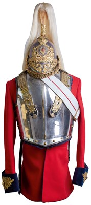 Lot 627 - A VICTORIAN 1842 PATTERN LIFE GUARDS OFFIECR'S HELMET AND LATER UNIFORM ENSEMBLE