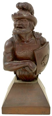Lot 194 - A BRONZED SPELTER MODEL FIGUREHEAD OF H.M.S. GLADIATOR