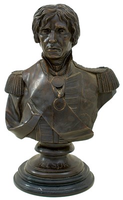 Lot 193 - A BRONZED METAL BUST OF ADMIRAL LORD NELSON