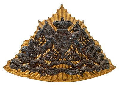 Lot 646 - A VICTORIAN OFFICER'S LANCE CAP PLATE OF THE 16TH LANCERS