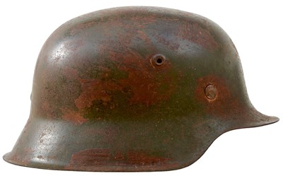Lot 818 - A THIRD REICH M1942 CAMOUFLAGED SINGLE DECAL HELMET