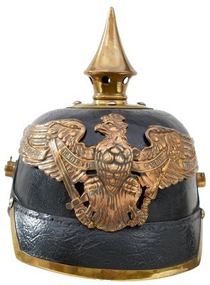 Lot 813 - A FIRST WAR PERIOD IMPERIAL GERMAN PRUSSIAN 1ST GUARD DRAGOON REGIMENT PICKELHAUBE