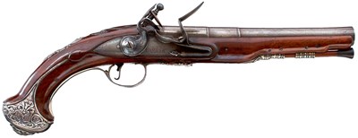 Lot 336 - AN 18-BORE FLINTLOCK QUEEN ANNE HOLSTER PISTOL BY BARBAR