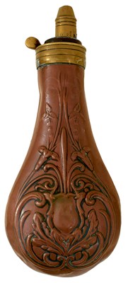 Lot 515 - FOUR COPPER POWDER FLASK FOR SPORTING GUNS