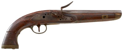 Lot 308 - A WORN .700 CALIBRE FLINTLOCK BELGIAN SEA SERVICE PISTOL