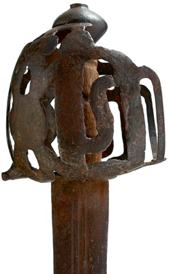 Lot 281 - A 17TH CENTURY SCOTTISH BEAK-NOSED RIBBON HILTED BROADSWORD