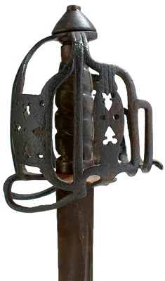 Lot 283 - AN 18TH CENTURY SCOTTISH BASKET HILTED BACK SWORD