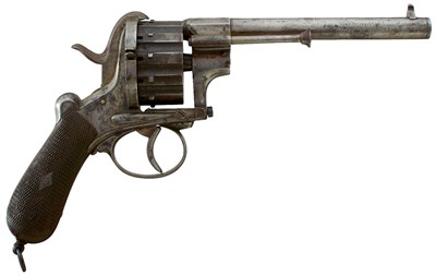Lot 433 - A SCARCE 9MM ENGLISH TWELVE-SHOT PINFIRE REVOLVER