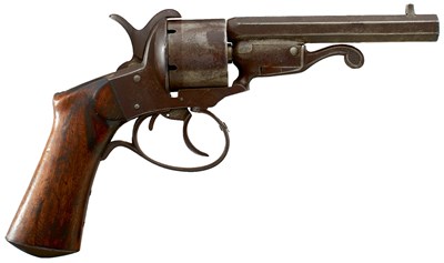 Lot 432 - A SCARCE FRENCH 9MM SIX-SHOT PINFIRE HINGE-FRAMED REVOLVER