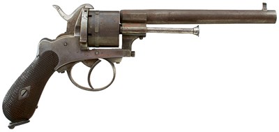 Lot 440 - A 9MM ENGLISH SIX-SHOT PINFIRE REVOLVER