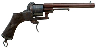 Lot 439 - A 9MM BELGIAN SIX-SHOT PINFIRE SERVICE REVOLVER