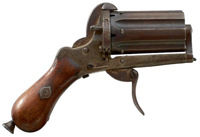 Lot 437 - A 7MM CONTINENTAL SIX-SHOT PINFIRE PEPPERBOX REVOLVER