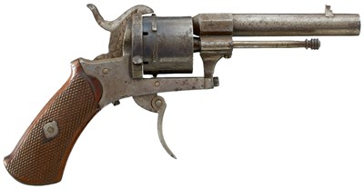 Lot 447 - A 7MM BELGIAN SIX-SHOT PINFIRE REVOLVER