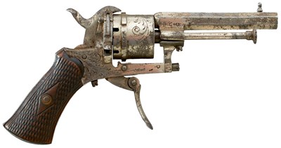 Lot 449 - A 5MM BELGIAN SIX-SHOT PINFIRE SMALL POCKET REVOLVER