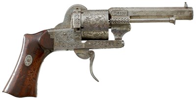 Lot 436 - A 7MM FRENCH SIX-SHOT PINFIRE REVOLVER
