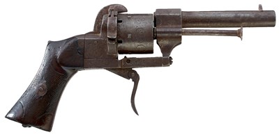 Lot 454 - A 7MM SPANISH SIX-SHOT PINFIRE REVOLVER