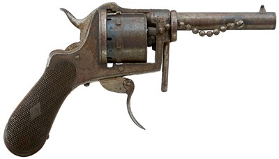 Lot 441 - A SCARCE 7MM ENGLISH SIX-SHOT PINFIRE REVOLVER