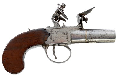 Lot 362 - A 54-BORE FLINTLOCK BOXLOCK POCKET PISTOL BY BURGON