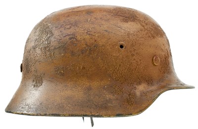 Lot 825 - A THIRD REICH LUFTWAFFE TROPICAL OR AFRIKA KORPS CAMOUFLAGED M40 HELMET