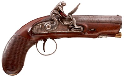 Lot 349 - AN 18-BORE IRISH FLINTLOCK TRAVELLING PISTOL BY RIGBY & SON