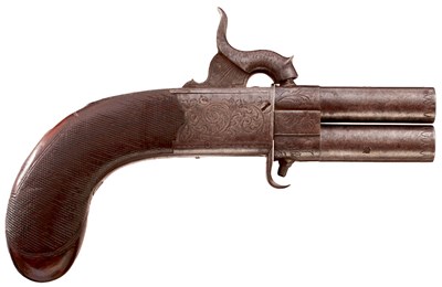 Lot 356 - A 90-BORE PERCUSSION BOXLOCK TURN-OVER POCKET PISTOL