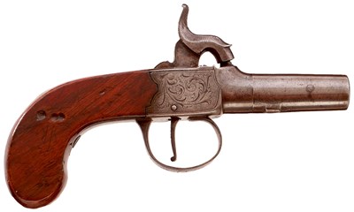 Lot 358 - A 54-BORE PERCUSSION BOXLOCK POCKET PISTOL