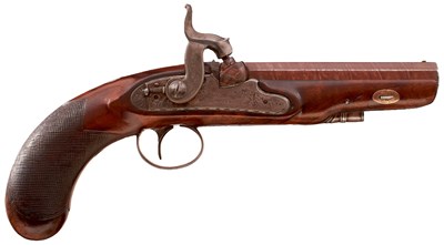 Lot 357 - A PERCUSSION TRAVELLING PISTOL BY WOOD OF WORCESTER