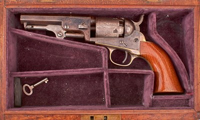 Lot 407 - A CRISP CASED .31 CALIBRE FIVE-SHOT PERCUSSION COLT POCKET REVOLVER