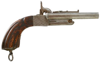 Lot 461 - A 9MM CONTINENTAL DOUBLE BARRELLED PINFIRE TRAVELLING PISTOL