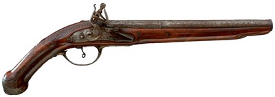 Lot 63 - A 19-BORE TURKISH OR OTTOMAN FLINTLOCK HOLSTER PISTOL